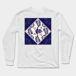 Blue Talavera Tile, Flying Dove by Akbaly Long Sleeve T-Shirt